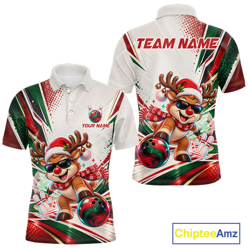 Custom Funny Reindeer Bowling Shirt Christmas for Men Team Bowling Jersey QZT1332