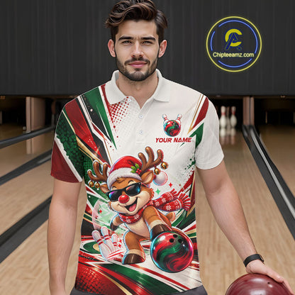 Custom Funny Reindeer Bowling Shirt Christmas for Men Team Bowling Jersey QZT1332