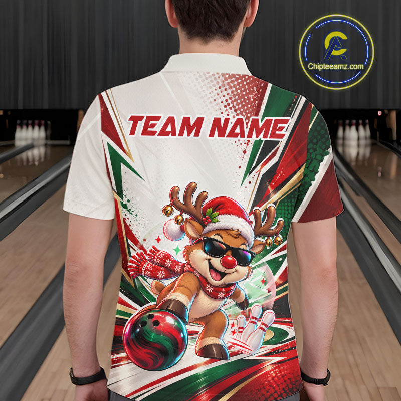 Custom Funny Reindeer Bowling Shirt Christmas for Men Team Bowling Jersey QZT1332