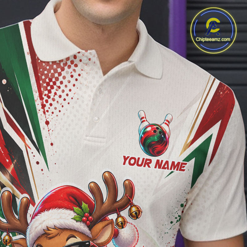 Custom Funny Reindeer Bowling Shirt Christmas for Men Team Bowling Jersey QZT1332