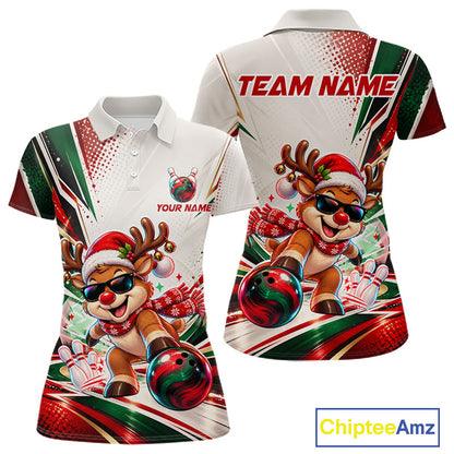 Custom Funny Reindeer Bowling Shirt Christmas for Women Team Bowling Jersey QZT1332