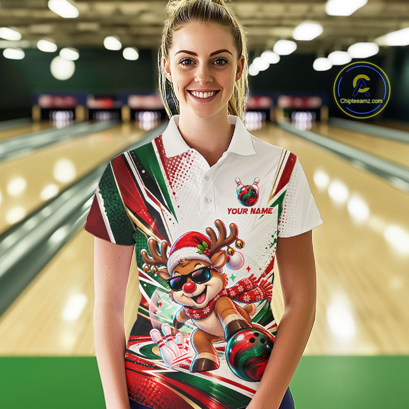 Custom Funny Reindeer Bowling Shirt Christmas for Women Team Bowling Jersey QZT1332
