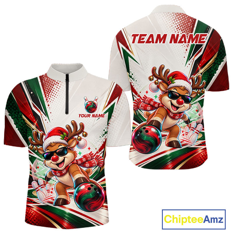 Custom Funny Reindeer Bowling Shirt Christmas for Men Team Bowling Jersey QZT1332