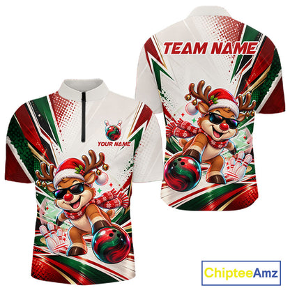 Custom Funny Reindeer Bowling Shirt Christmas for Men Team Bowling Jersey QZT1332