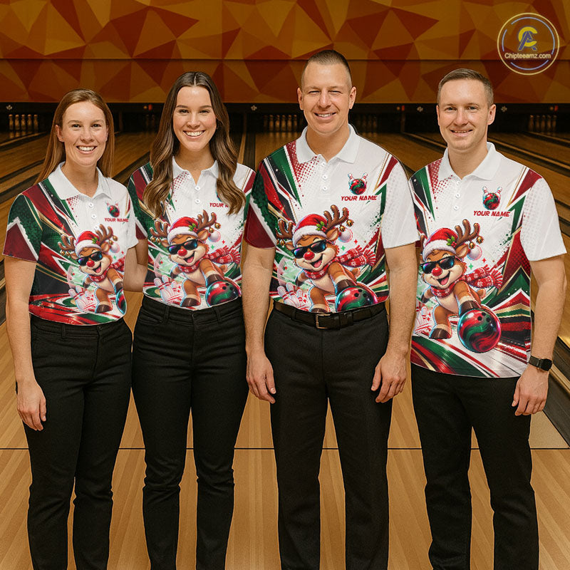 Custom Funny Reindeer Bowling Shirt Christmas for Men Team Bowling Jersey QZT1332