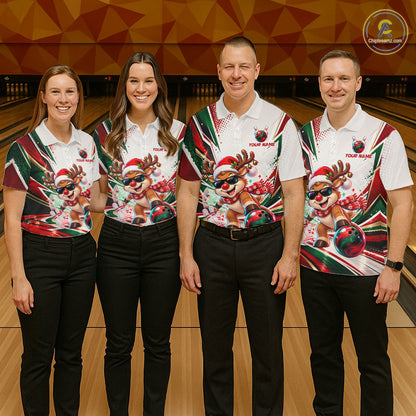 Custom Funny Reindeer Bowling Shirt Christmas for Men Team Bowling Jersey QZT1332
