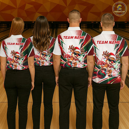 Custom Funny Reindeer Bowling Shirt Christmas for Men Team Bowling Jersey QZT1332