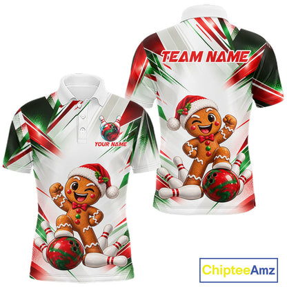 Custom Christmas Gingerbread Bowling Shirt for Men Funny Bowling Team Jersey QZT1333