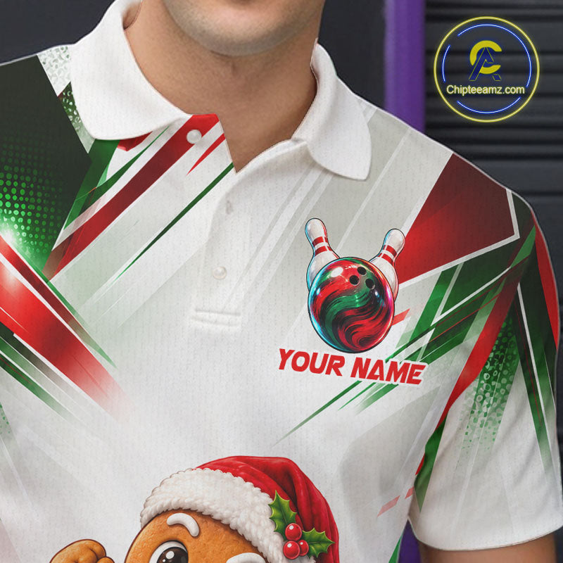 Custom Christmas Gingerbread Bowling Shirt for Men Funny Bowling Team Jersey QZT1333