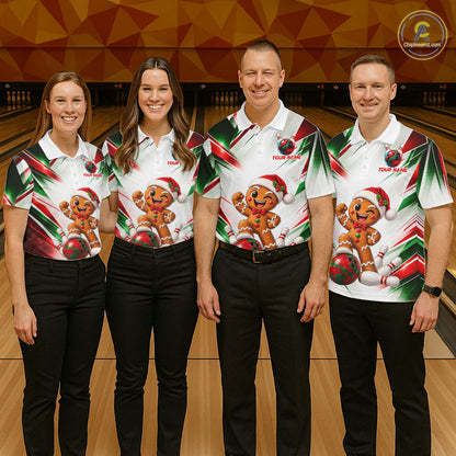Custom Christmas Gingerbread Bowling Shirt for Men Funny Bowling Team Jersey QZT1333