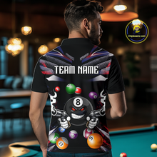 Load image into Gallery viewer, Custom Funny American Flag 8 Ball Pool Shirt for Men Billiard Jersey Polo &amp; 1/4 Zip Billiard Shirt BHT16