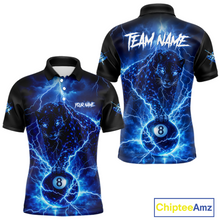 Load image into Gallery viewer, Peronalized Blue Thunder Lightning Leopard Custom Billiard Shirt for Men 8 Ball Billiard Jersey BHT17