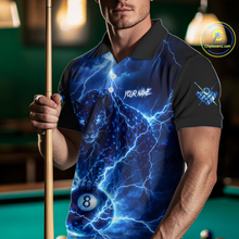 Load image into Gallery viewer, Peronalized Blue Thunder Lightning Leopard Custom Billiard Shirt for Men 8 Ball Billiard Jersey BHT17