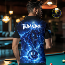 Load image into Gallery viewer, Peronalized Blue Thunder Lightning Leopard Custom Billiard Shirt for Men 8 Ball Billiard Jersey BHT17