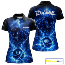 Load image into Gallery viewer, Peronalized Blue Thunder Lightning Leopard Custom Billiard Shirt for Women 8 Ball Billiard Jersey BHT17