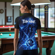 Load image into Gallery viewer, Peronalized Blue Thunder Lightning Leopard Custom Billiard Shirt for Women 8 Ball Billiard Jersey BHT17