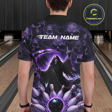 Load image into Gallery viewer, Custom Grim Reaper Bowling Shirt for Men Skull Pattern Bowling Jersey Polo &amp;1/4 Zip QZT978