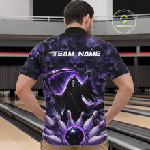 Load image into Gallery viewer, Custom Grim Reaper Bowling Shirt for Men Skull Pattern Bowling Jersey Polo &amp;1/4 Zip QZT978