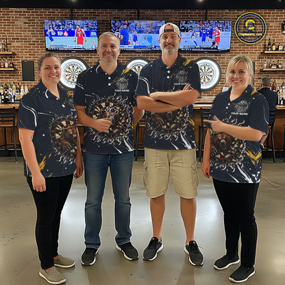 Custom Navy Bear Dart Shirts Funny Dart League Jersey for Men Dartboard Shirt Polo & Quarter-Zip DHT69