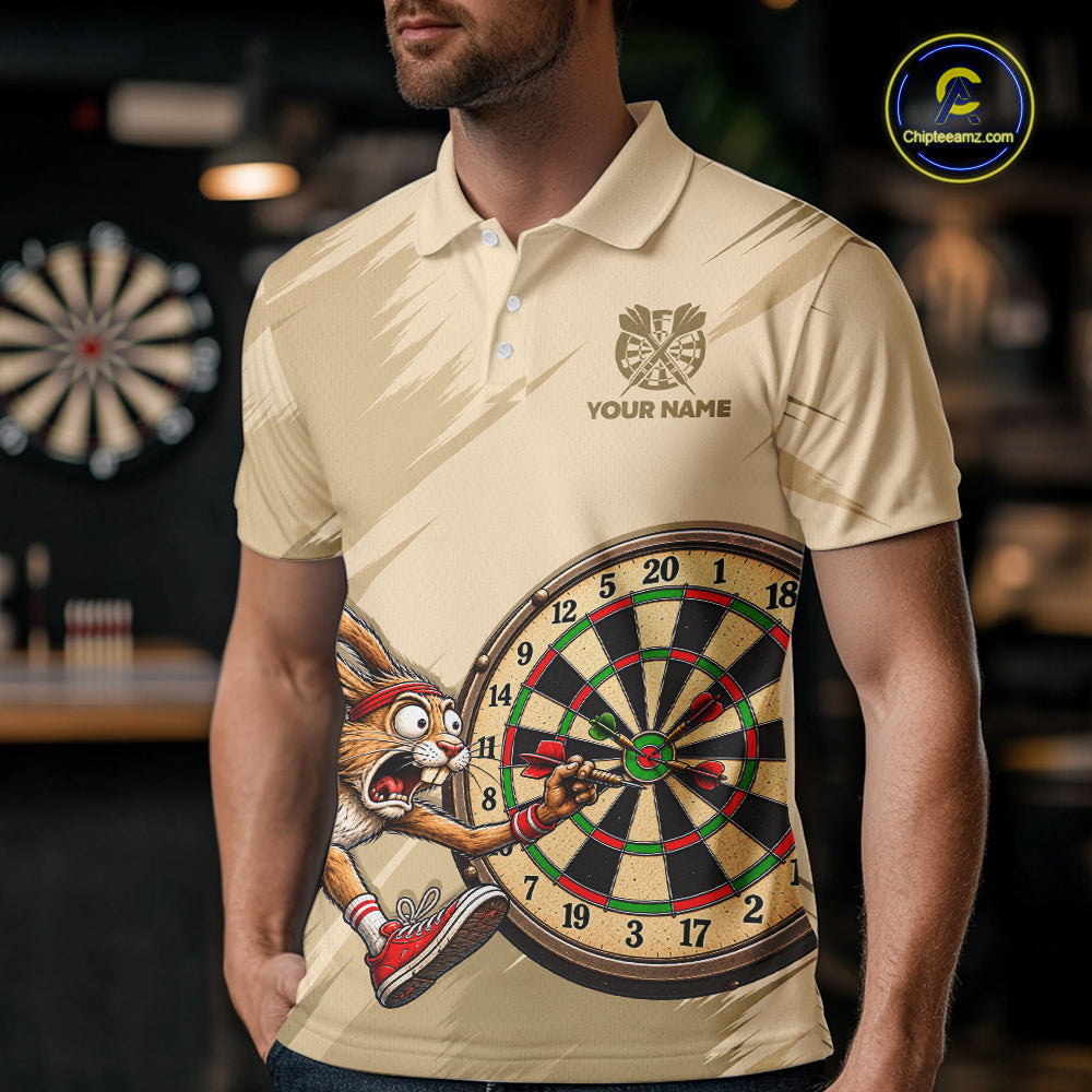 Custom Funny Rabbit Dart Shirts Dart League Jersey for Men Dartboard Shirt Polo & Quarter-Zip DHT70