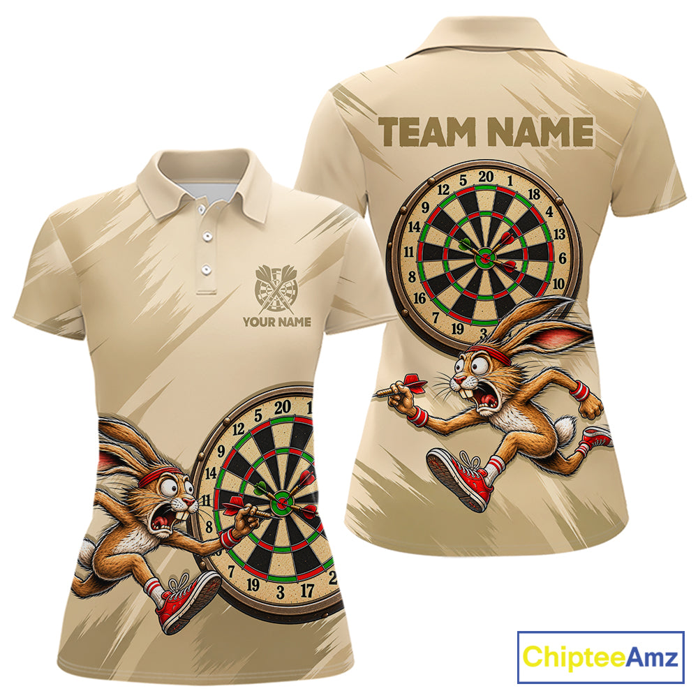 Custom Funny Rabbit Dart Shirts Dart League Jersey for Women Dartboard Shirt Polo & Quarter-Zip DHT70