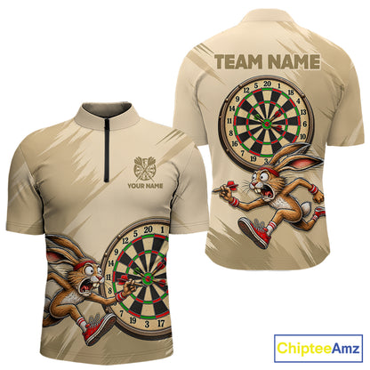 Custom Funny Rabbit Dart Shirts Dart League Jersey for Men Dartboard Shirt Polo & Quarter-Zip DHT70