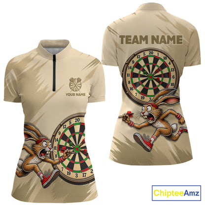 Custom Funny Rabbit Dart Shirts Dart League Jersey for Women Dartboard Shirt Polo & Quarter-Zip DHT70