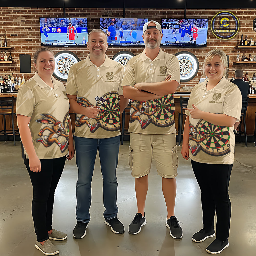 Custom Funny Rabbit Dart Shirts Dart League Jersey for Men Dartboard Shirt Polo & Quarter-Zip DHT70