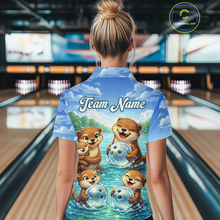 Load image into Gallery viewer, Custom Funny Otter Family Bowling Shirt DNA Bowling League Polo &amp; 1/4-Zip Bowling Outfit for Women QZT933