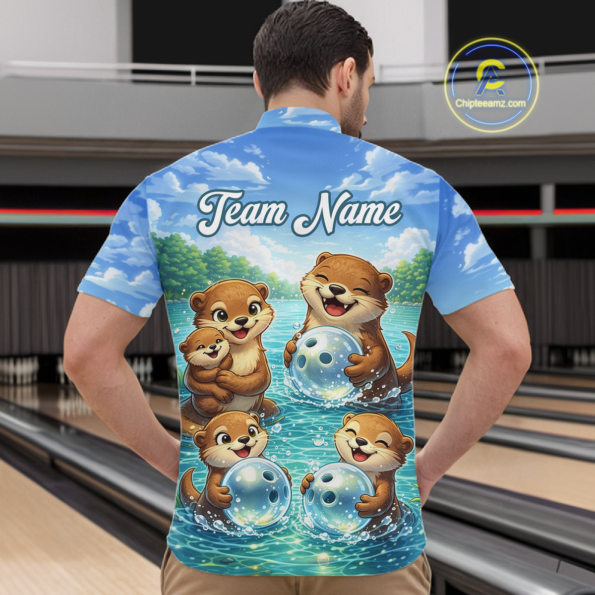Custom Funny Otter Family Bowling Shirt DNA Bowling League Polo & 1/4-Zip Bowling Outfit for Men QZT933
