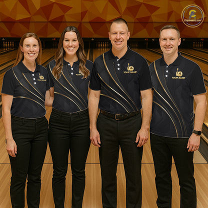Custom Black and Gold Crown Bowling Shirt for Men Bowling Jersey League QZT1266