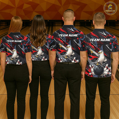 Custom Funny Gull Bowling Team Shirt for Men Bowling League Jersey Polo & Quarter-Zip QZT1016