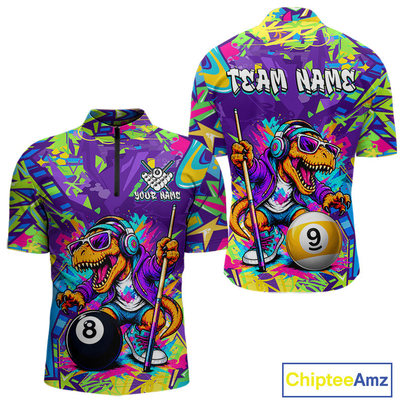 Graffiti jersey with dinosaur design and pool ball graphics, featuring 'Chiptee Amz' branding.