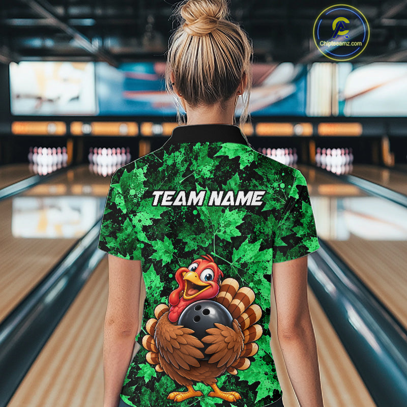 Custom Thanksgiving Bowling Shirt for Women Funny Turkey Bowling Jersey Bowling Gift QZT1334