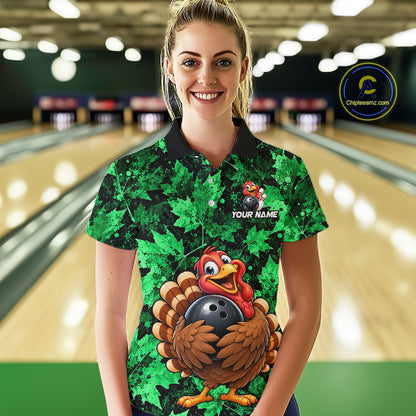 Custom Thanksgiving Bowling Shirt for Women Funny Turkey Bowling Jersey Bowling Gift QZT1334
