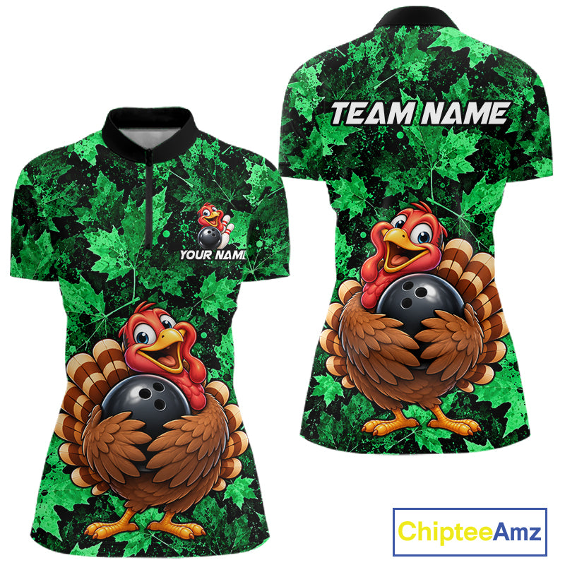 Custom Thanksgiving Bowling Shirt for Women Funny Turkey Bowling Jersey Bowling Gift QZT1334