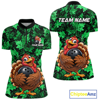 Custom Thanksgiving Bowling Shirt for Women Funny Turkey Bowling Jersey Bowling Gift QZT1334