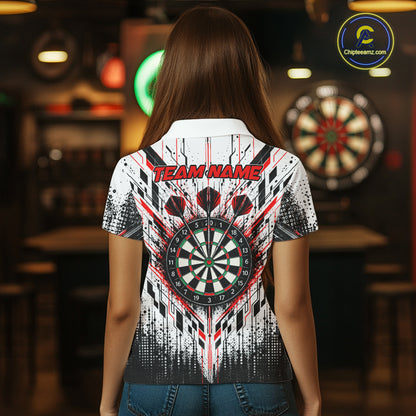 Custom Red Black Geometric Wolf Darts Shirt for Women Dart Jersey Polo & 1/4 Zip DHT113
