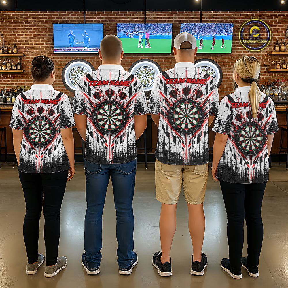 Custom Red Black Geometric Wolf Darts Shirt for Women Dart Jersey Polo & 1/4 Zip DHT113
