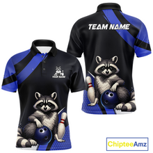 Load image into Gallery viewer, Custom Blue Ugly Raccoon Bowling Shirt for Men Bowling League Polo &amp; Quarter-Zip Gift QZT853