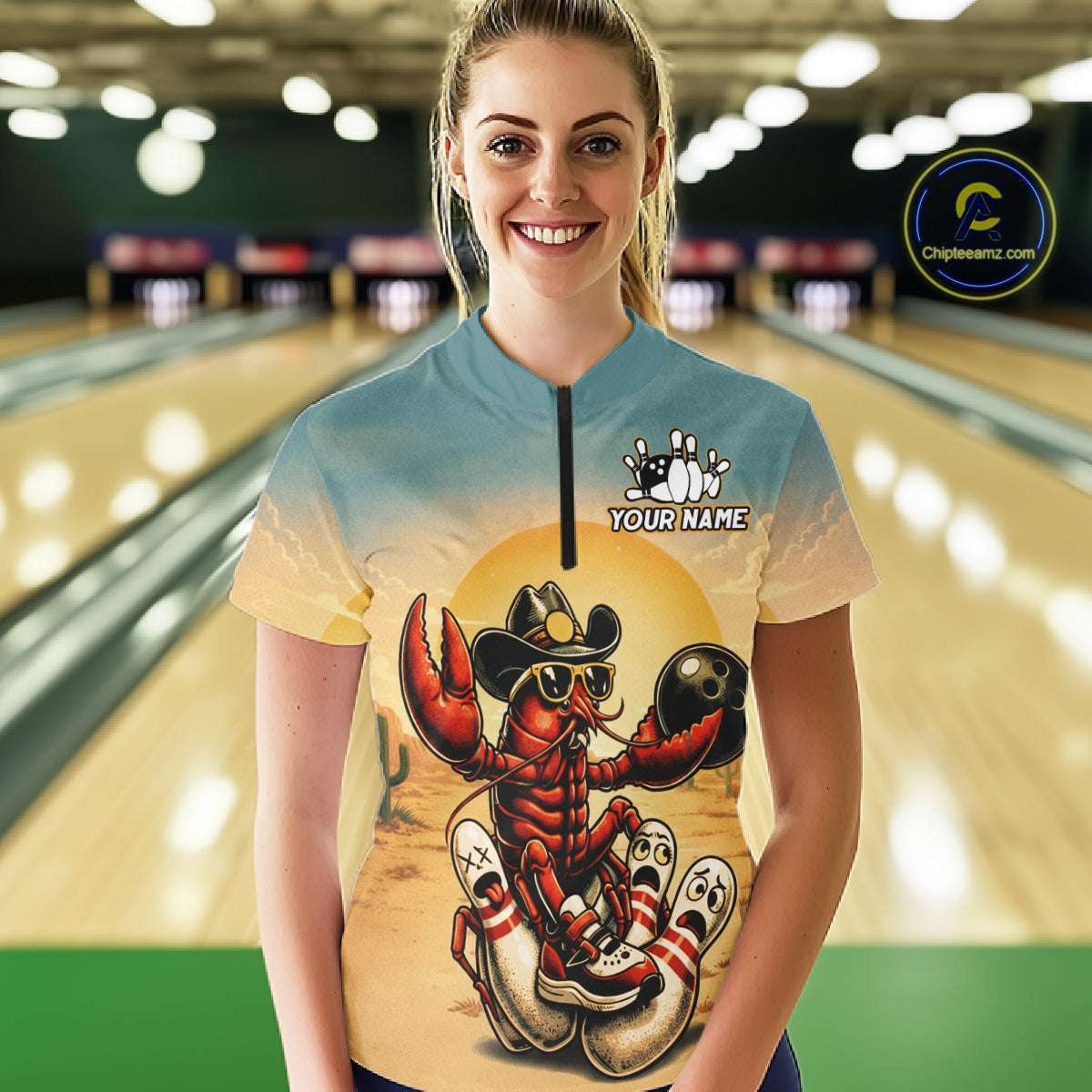 Custom Funny Crawfish Bowling Team Shirt for Women Bowling Jersey League Outfit QZT855