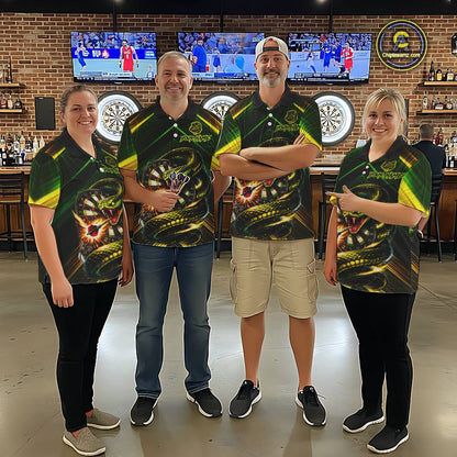 Yellow & Green Cobra Snake Dart Shirts for Women Custom Dart Team Jersey Polo & 1/4-Zip Dart Outfit DHT22