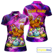 Load image into Gallery viewer, Custom Funny Chicken Bowling Team Shirt for Women Easter Bowling League Jersey Polo &amp; 1/4-Zip QZT939