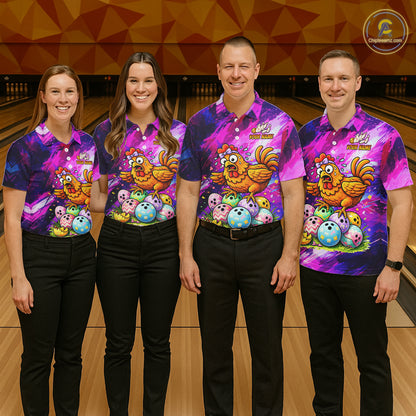 Custom Funny Chicken Bowling Team Shirt for Men Easter Bowling League Jersey Polo & 1/4-Zip QZT939