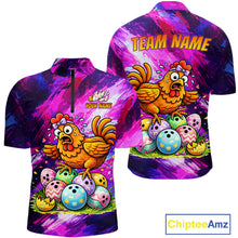 Load image into Gallery viewer, Custom Funny Chicken Bowling Team Shirt for Men Easter Bowling League Jersey Polo &amp; 1/4-Zip QZT939