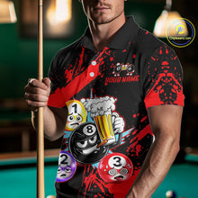 Load image into Gallery viewer, Custom Red Funny 8 Ball Pool Billiard Team Shirts for Men Billiard League Jersey Polo &amp;1/4 Zip BHT2