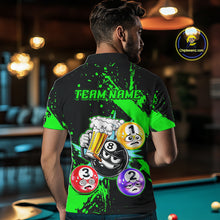 Load image into Gallery viewer, Custom Green Funny 8 Ball Pool Billiard Team Shirts for Men Billiard League Jersey Polo &amp;1/4 Zip BHT2