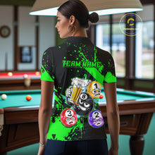 Load image into Gallery viewer, Custom Green Funny 8 Ball Pool Billiard Team Shirts for Women Billiard League Jersey Polo &amp;1/4 Zip BHT2