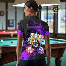 Load image into Gallery viewer, Custom Purple Funny 8 Ball Pool Billiard Team Shirts for Women Billiard League Jersey Polo &amp;1/4 Zip BHT2
