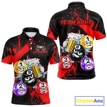 Load image into Gallery viewer, Custom Red Funny 8 Ball Pool Billiard Team Shirts for Men Billiard League Jersey Polo &amp;1/4 Zip BHT2